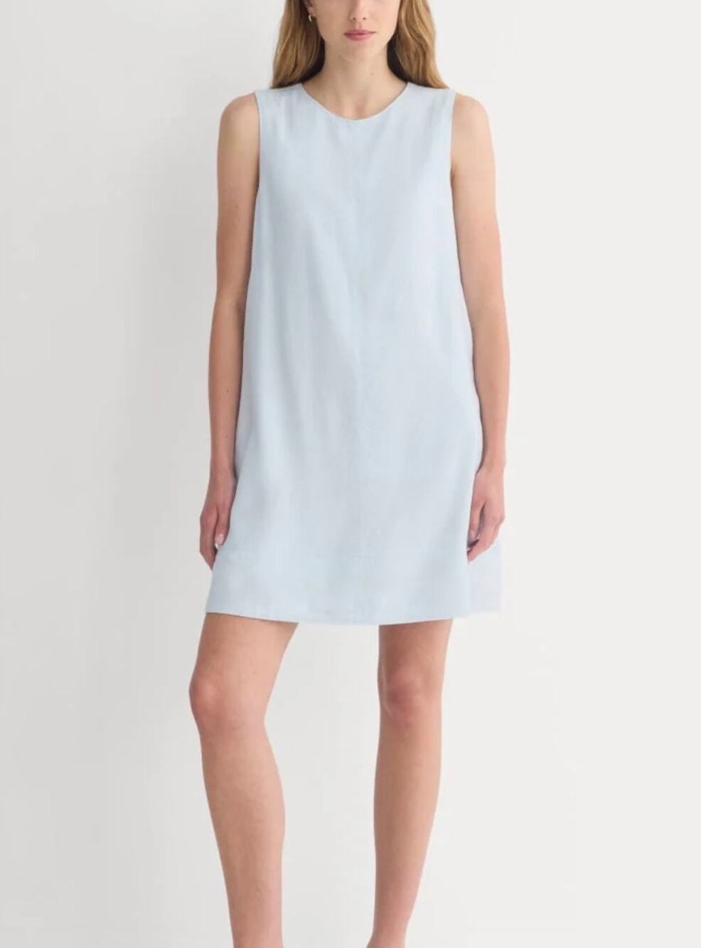 Everlane NWT The Linen Shift Stretch Dress Skywriting Blue Size 4